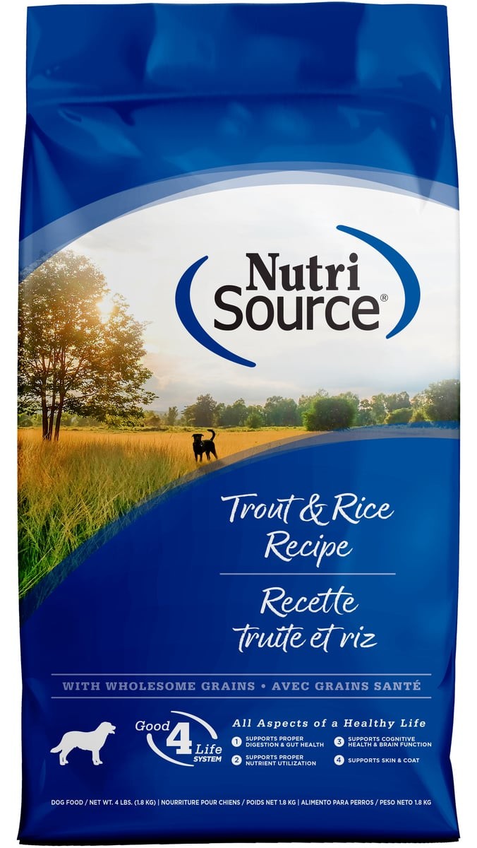 Nutrisource Trout and Rice with Wholesome Grains Dry Dog Food - 4 Lbs - Case of 8