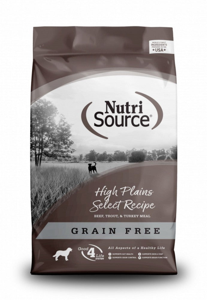Nutrisource Grain-Free High Plains Select Beef Trout and Turkey Dry Dog Food - 12 Lbs