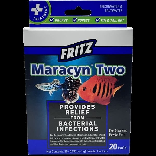 Fritz Aquatics Mardel Maracyn Two Freshwater and Saltwater Bacterial Infection Fish Medication 20 Count