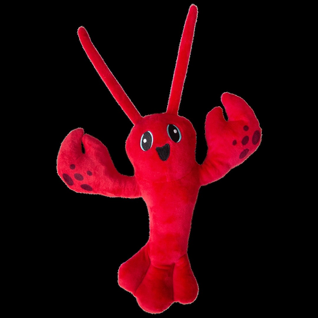 Snugarooz Luca The Lobster with Repair Patch Squeak and Crinkle Plush Dog Toy