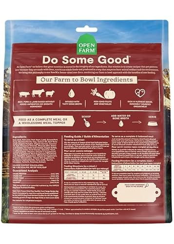 Open Farm Front Range Bone-Broth Infused Beef Pork Lamb Freeze-Dried Raw Dog Food or Topper - 13.5 Oz - Case of 6