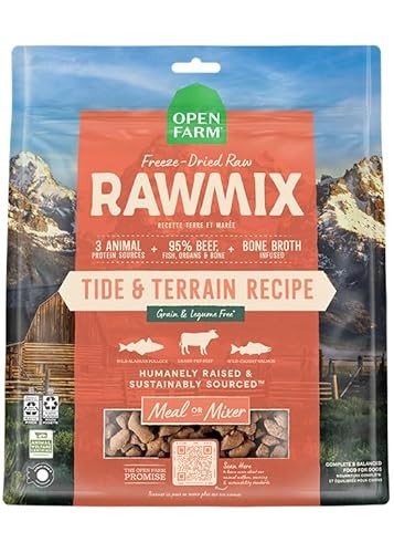 Open Farm Tide and Terrain Bone-Broth Infused Beef Salmon Pollock Freeze-Dried Raw Dog Food or Topper - 13.5 Oz - Case of 6