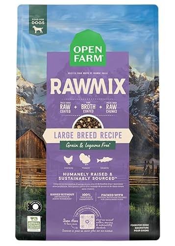 Open Farm Grain-Free RawMix Salmon Chicken Turkey Freeze-Dried Raw and Broth Coated Large-Breed Dry Dog Food - 20 Lbs
