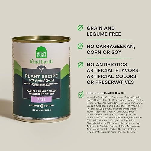 Open Farm Plant Recipe with Ancient Grains Pate Vegan Canned Dog Food  - 12.5 Oz - Case of 12