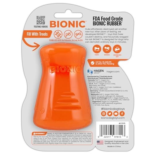 BIONIC Treat Shaker Toughest Chewer Treat-Dispensing Rubber Dog Toy - Medium - Dogs 15-35 Lbs
