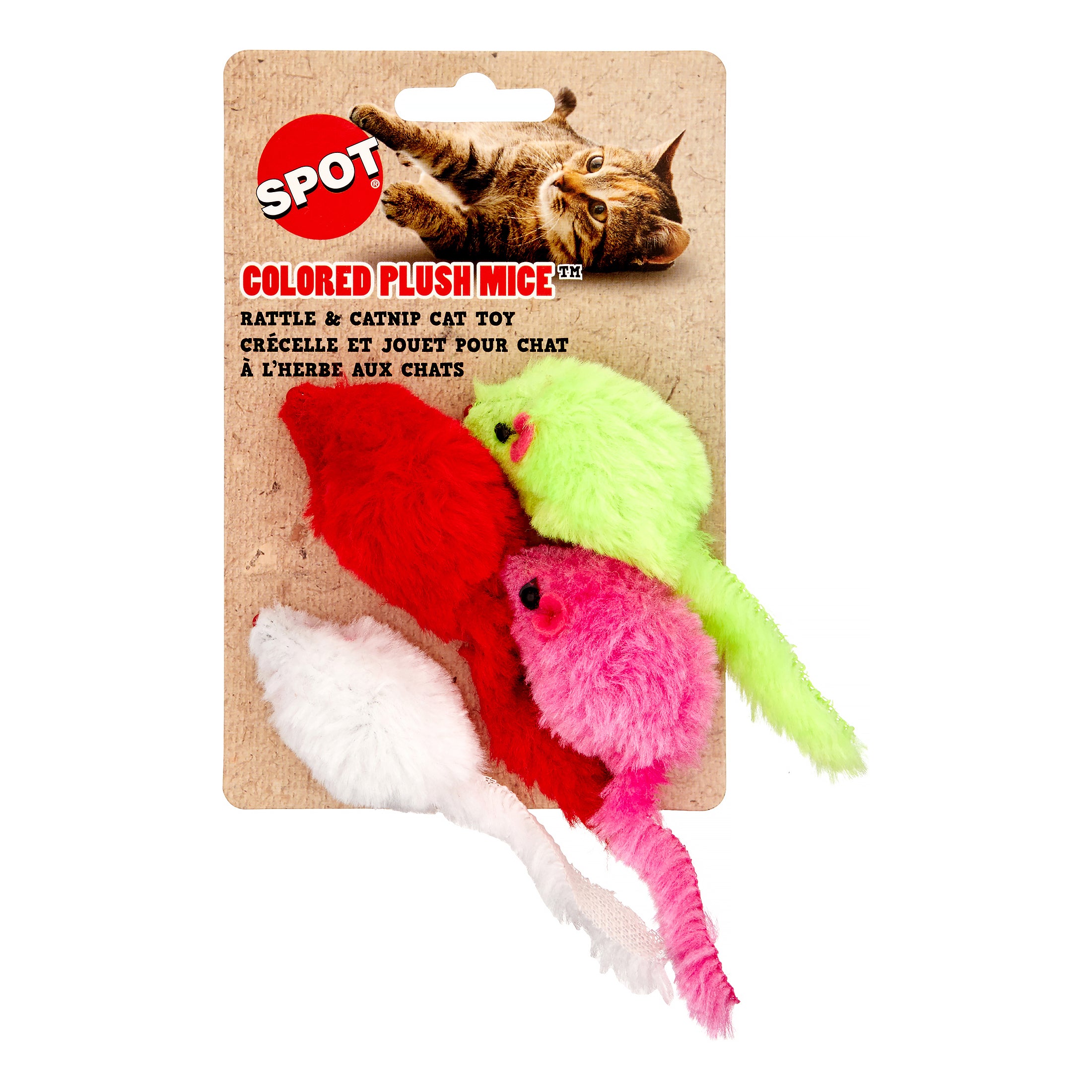 Ethical SPOT Fur Mice Catnip Cap Toys - Assorted - 4.5 Inch - 4 Pack