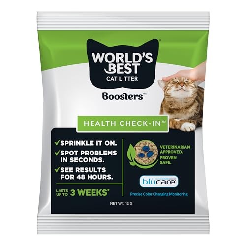 World's Best Cat Litter Booster's Health Check-in UTI Monitoring Color Changing Indicator Unscented Starch Cat Litter Additive - 12 Grams - Case of 8