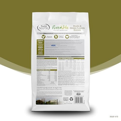Nutrisource PureVita Grain-Free Limited Ingredient Duck and Green Lentils Dry Dog Food - 12 Lbs