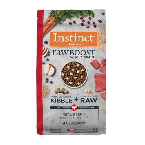 Instinct Raw Boost Whole Grain Beef and Barley Kibble and Freeze-Dried Raw Dog Food - 3.5 Lbs -  Case of 5