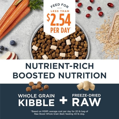 Instinct Raw Boost Whole Grain Beef and Barley Kibble and Freeze-Dried Raw Dog Food - 3.5 Lbs -  Case of 5