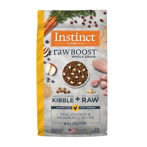 Instinct Raw Boost Chicken and Brown Rice Kibble and Freeze-Dried Raw Puppy Dog Food - 3.5 Lbs -  Case of 5