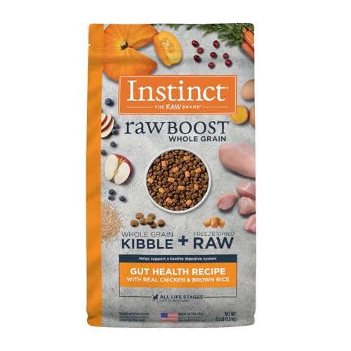 Instinct Raw Boost Gut Health Chicken and Whole Grain Kibble and Freeze-Dried Raw Dog Food - 3.5 Lbs - Case of 5