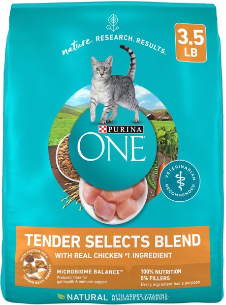 Purina One Tender Selects Blend Chicken Carrots Peas and Rice Dry Cat Food - 3.5 Lbs - Case of 4