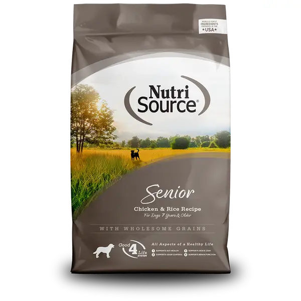 Nutrisource Chicken and Rice with Wholesome Grains Senior Adult Dry Dog Food - 4 Lbs - Case of 8