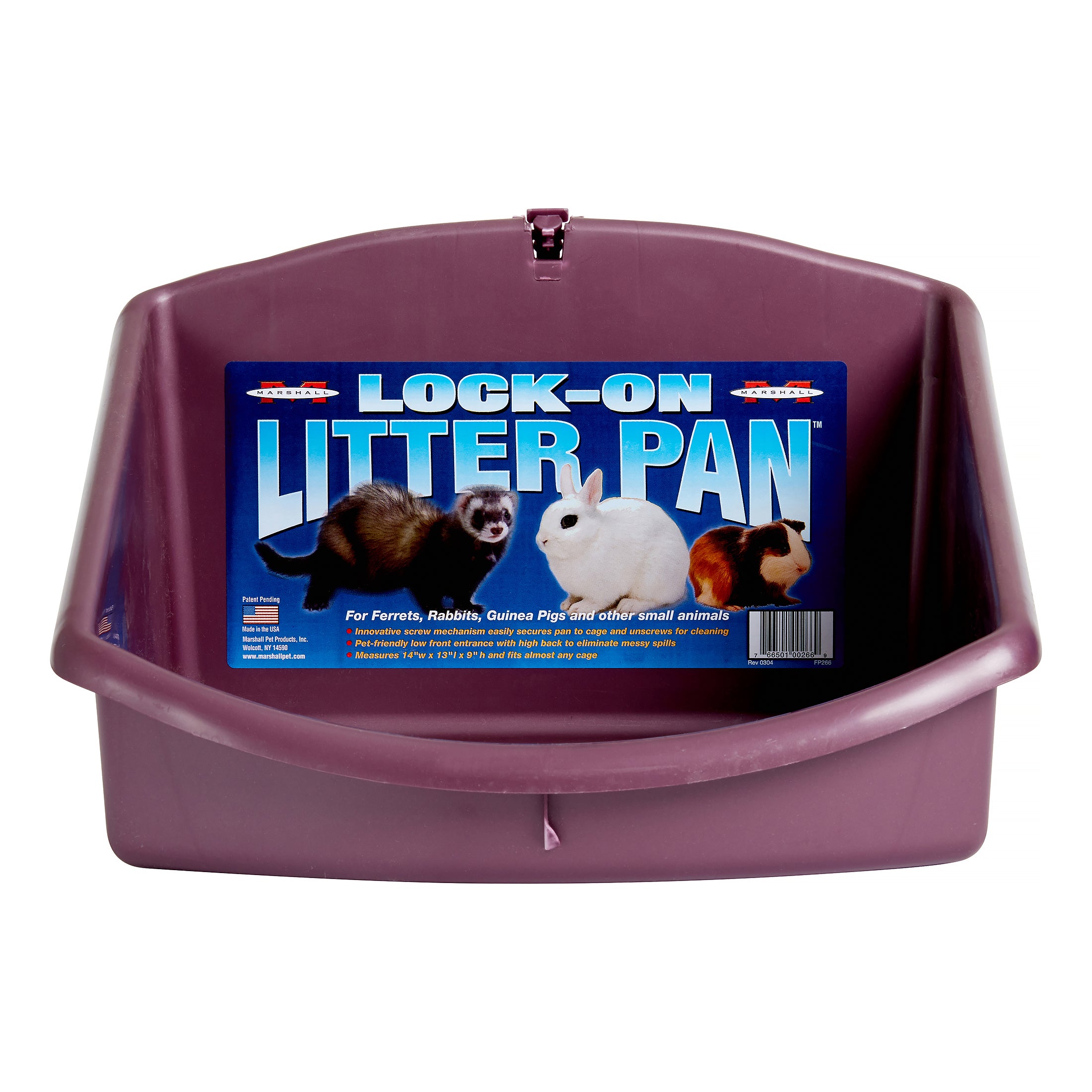 Marshall Lock-On Ferret and Small Animal Litter Pan - Assorted Color - L:14 X W:14 X H:9 Inches
