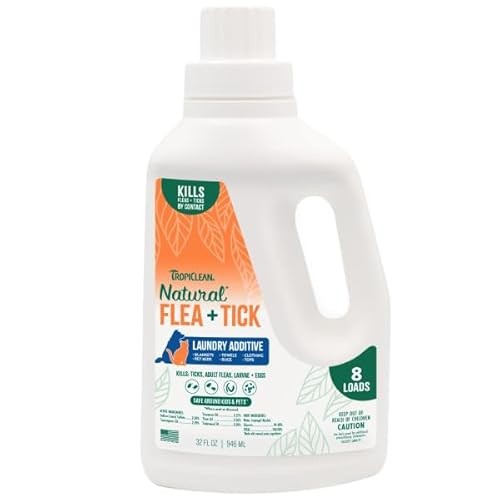 Tropiclean Natural Flea and Tick Laundry Additive Detergent Booster for Dogs Cats and Home - 32 Oz