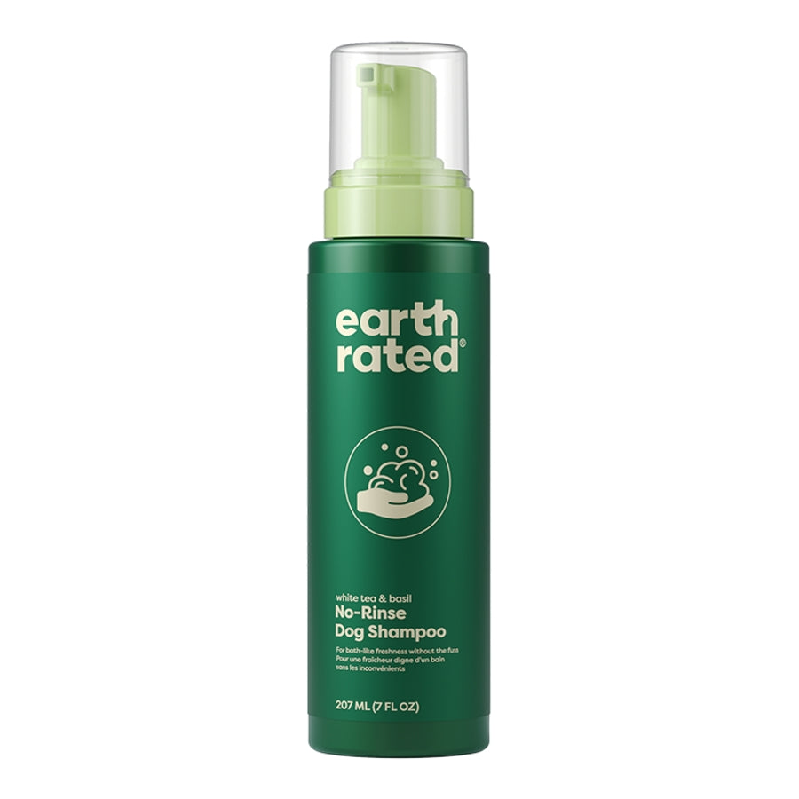 Earth Rated No-Rinse Foam Cleansing White Tea and Basil Fragrance Dog Shampoo - 7 Oz