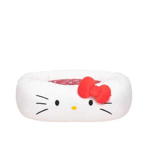 Jazwares Hello Kitty Bolster Rounded Dog and Cat Bed - White - Small