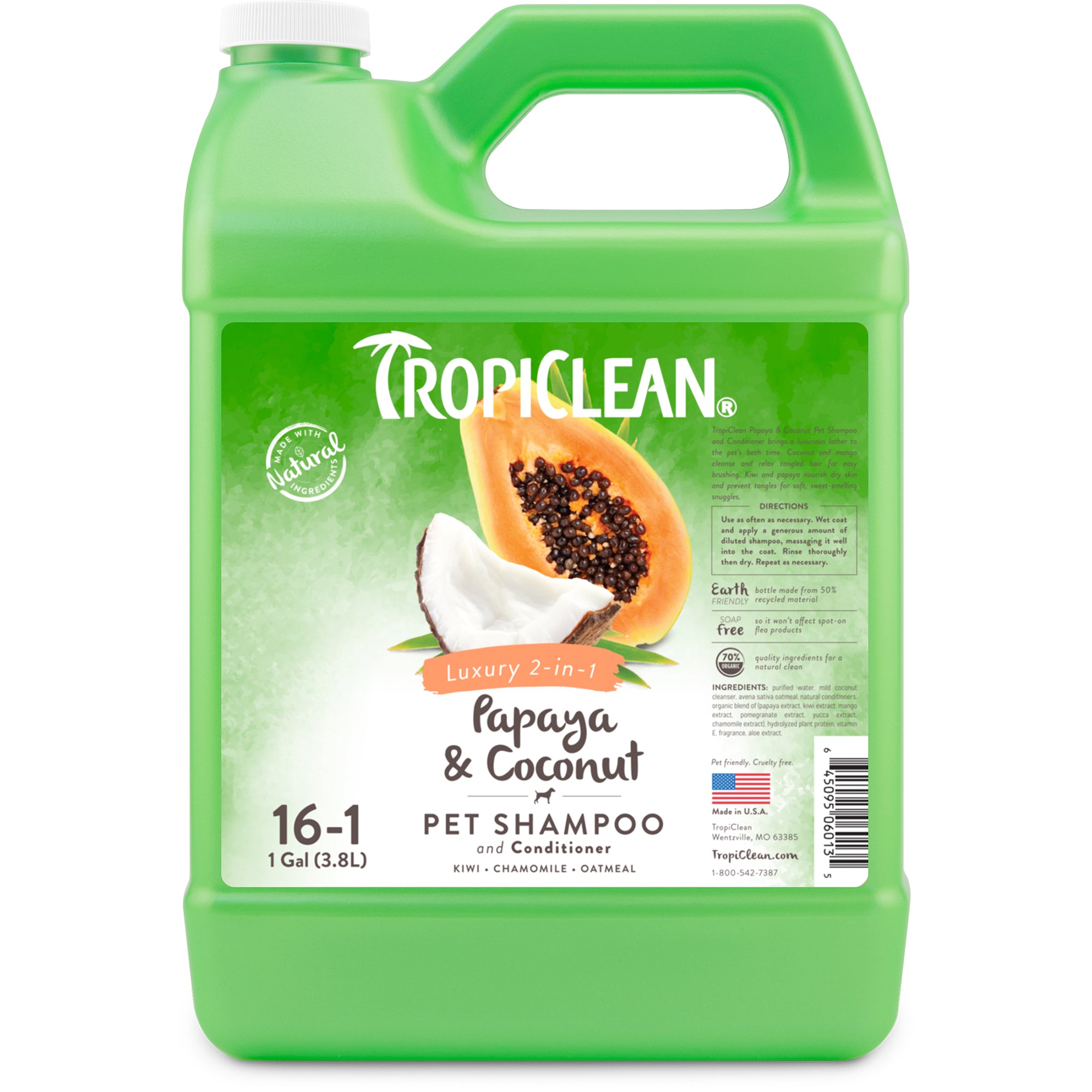 Tropiclean Moisturizing and Detangling Papaya and Coconut Cat and Dog Shampoo and Conditioner - 1 Gallon