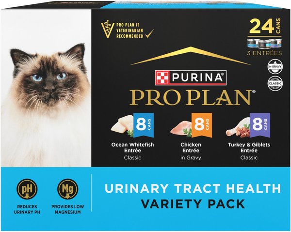 Purina Pro Plan Urinary Tract Health Whitefish Chicken and Turkey Pate and Gravy Canned Cat Food - Variety Pack - 3 Oz - 24 Count