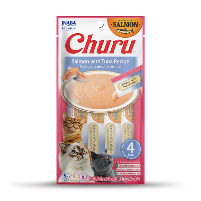 Inaba Churu Salmon and Tuna Puree Lickable Cat Treats - .5 Oz - 4 Pack - Case of 6 Default Title