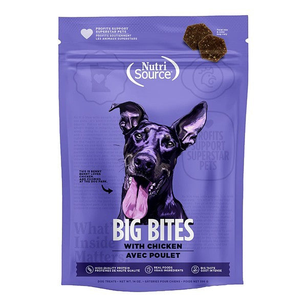 Nutrisource Big Bites with Chicken Crunchy Dog Biscuit Treats - 14 Oz - Case of 12