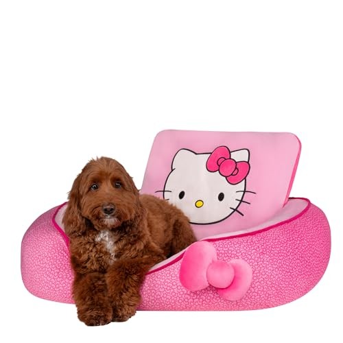 Jazwares Hello Kitty Bolster Rounded Dog and Cat Bed - Pink - Large 