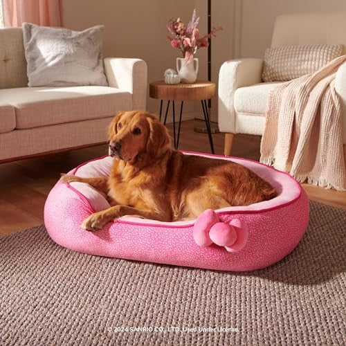 Jazwares Hello Kitty Bolster Rounded Dog and Cat Bed - Pink - Large 