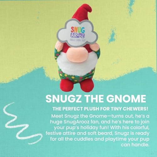 Snugarooz Holiday Snug The Gnome with Repair Patch Squeak and Crinkle Plush Dog Toy - 10 Inch