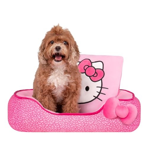 Jazwares Hello Kitty Bolster Rounded Dog and Cat Bed - Pink - Small
