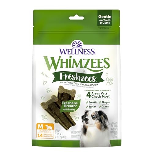 Whimzees Freshzees Oral Health Fresh Breath with Parsley Natural Dental Dog Treats - 14.81 Oz Medium - 14 Count