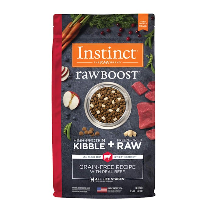 Instinct Raw Boost Grain-Free Beef Kibble and Freeze-Dried Raw Dog Food - 3.5 Lbs -  Case of 5