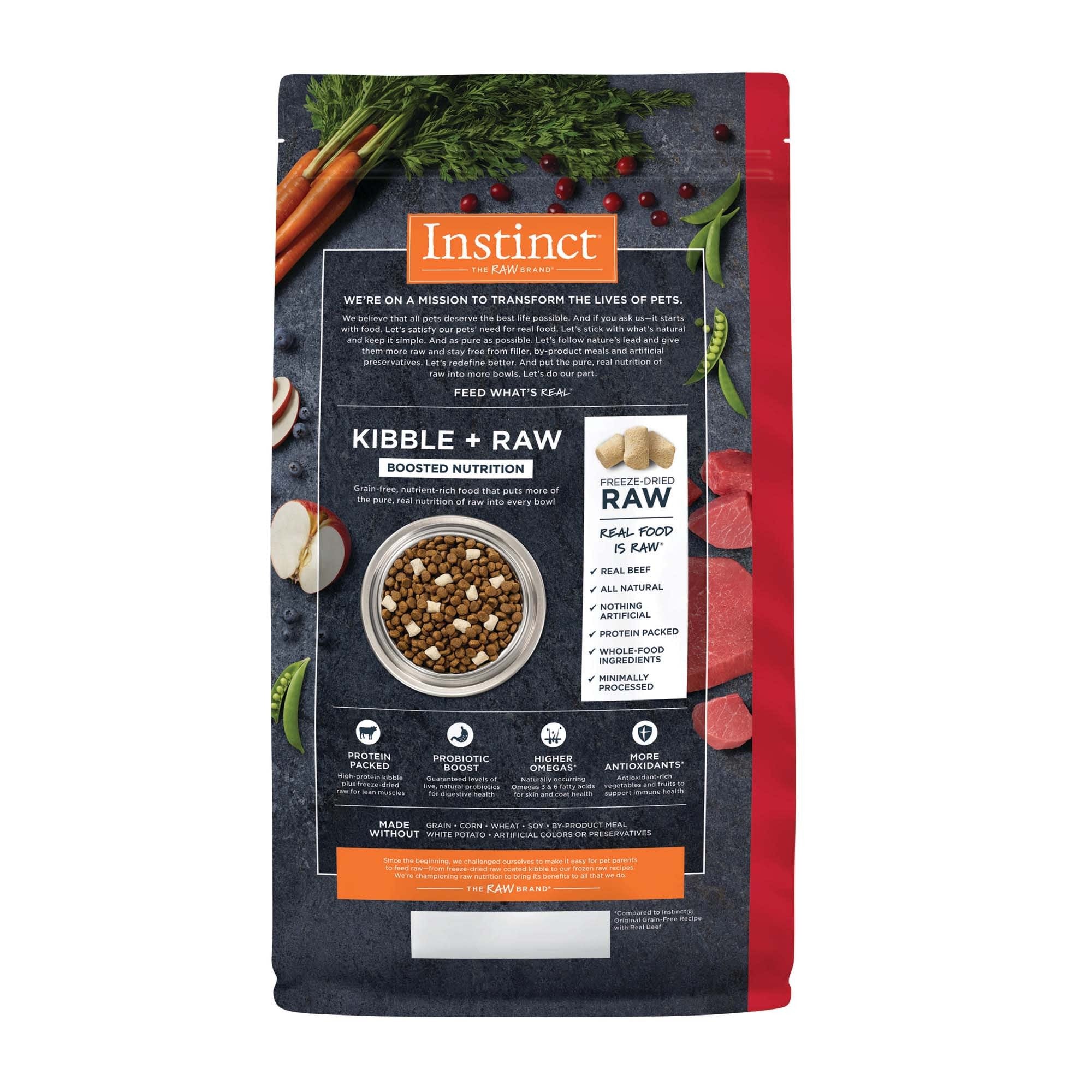 Instinct Raw Boost Grain-Free Beef Kibble and Freeze-Dried Raw Dog Food - 3.5 Lbs -  Case of 5