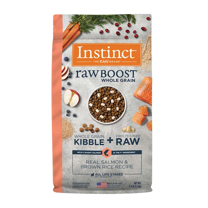 Instinct Raw Boost Salmon and Whole Grain Kibble and Freeze-Dried Raw Dog Food - 3.5 Lbs - Case of 5