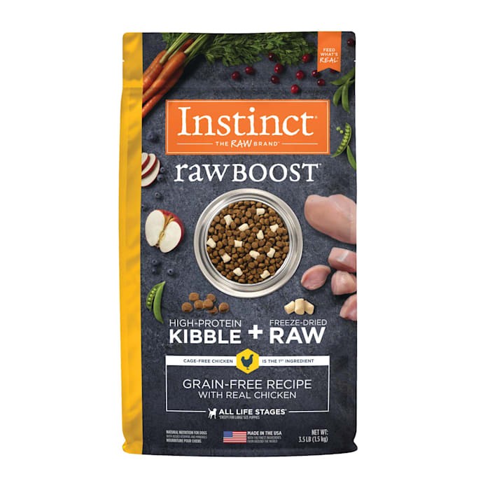 Instinct Raw Boost Grain-Free Chicken Kibble and Freeze-Dried Raw Dog Food - 3.5 Lbs - Case of 5