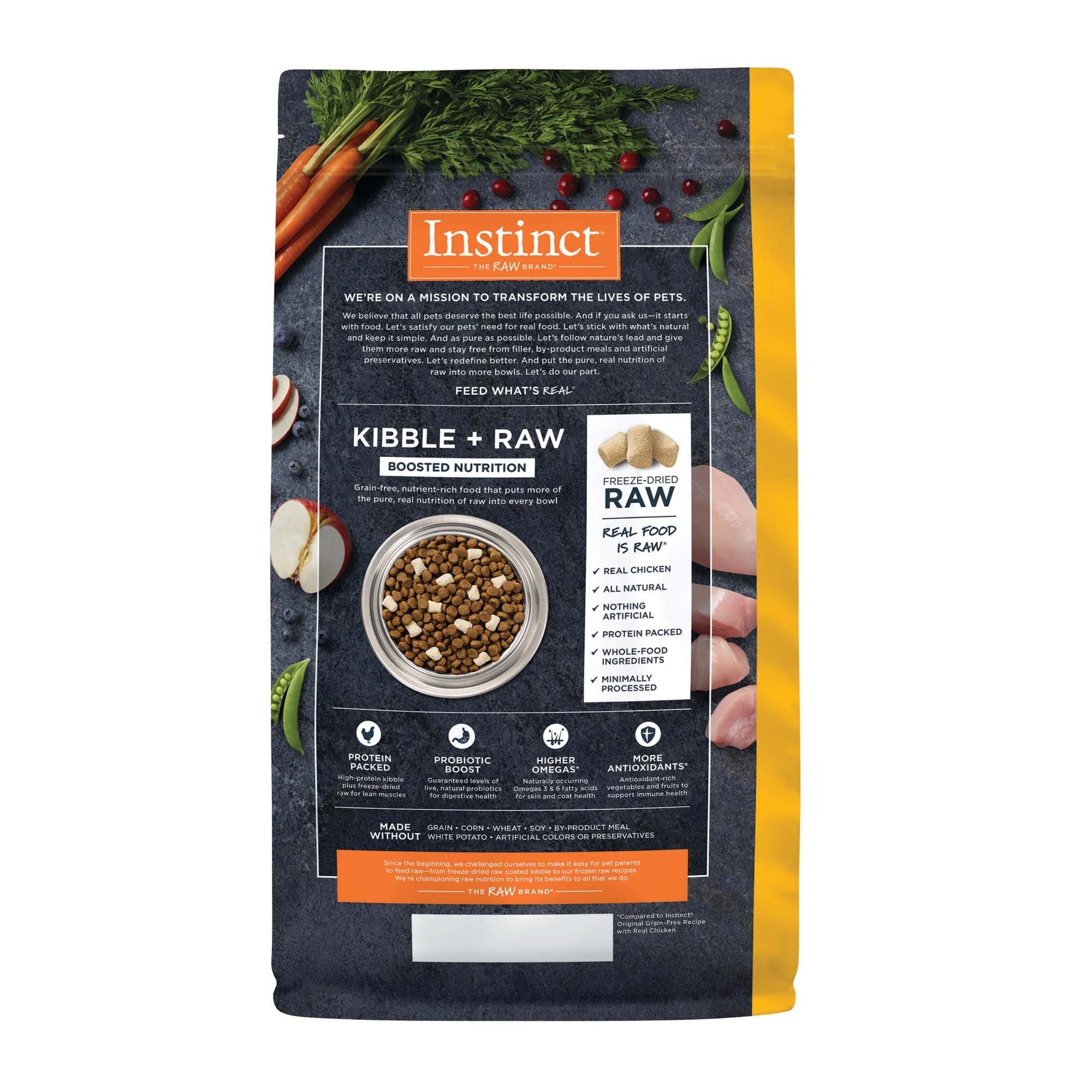 Instinct Raw Boost Grain-Free Chicken Kibble and Freeze-Dried Raw Dog Food - 3.5 Lbs - Case of 5