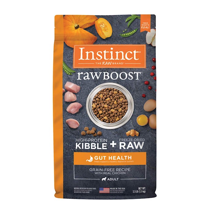 Instinct Raw Boost Gut Health Grain-Free Chicken Kibble and Freeze-Dried Raw Dog Food - 3.5 Lbs - Case of 5