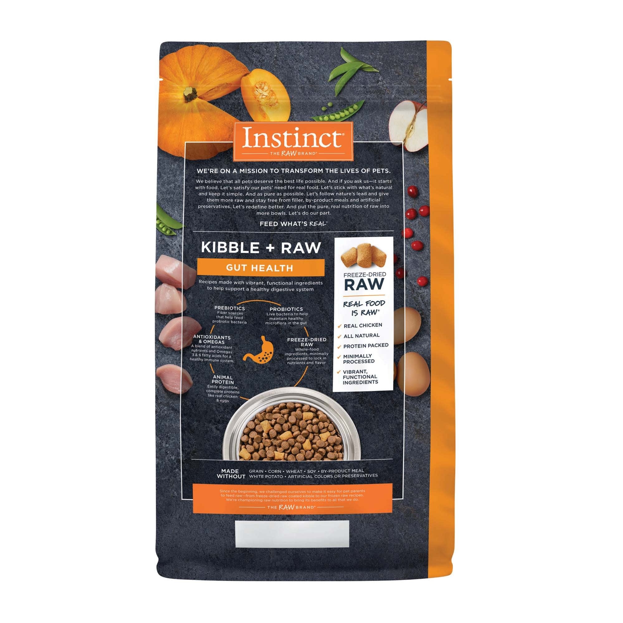 Instinct Raw Boost Gut Health Grain-Free Chicken Kibble and Freeze-Dried Raw Dog Food - 3.5 Lbs - Case of 5