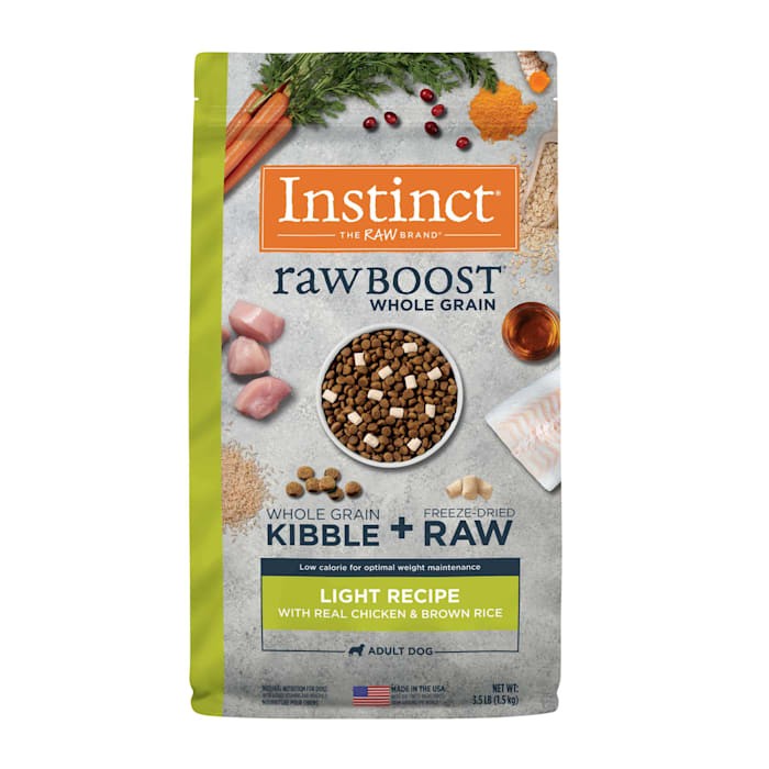 Instinct Raw Boost Light Recipe Chicken and Whole Grain Kibble and Freeze-Dried Raw Dog Food - 3.5 Lbs - Case of 5