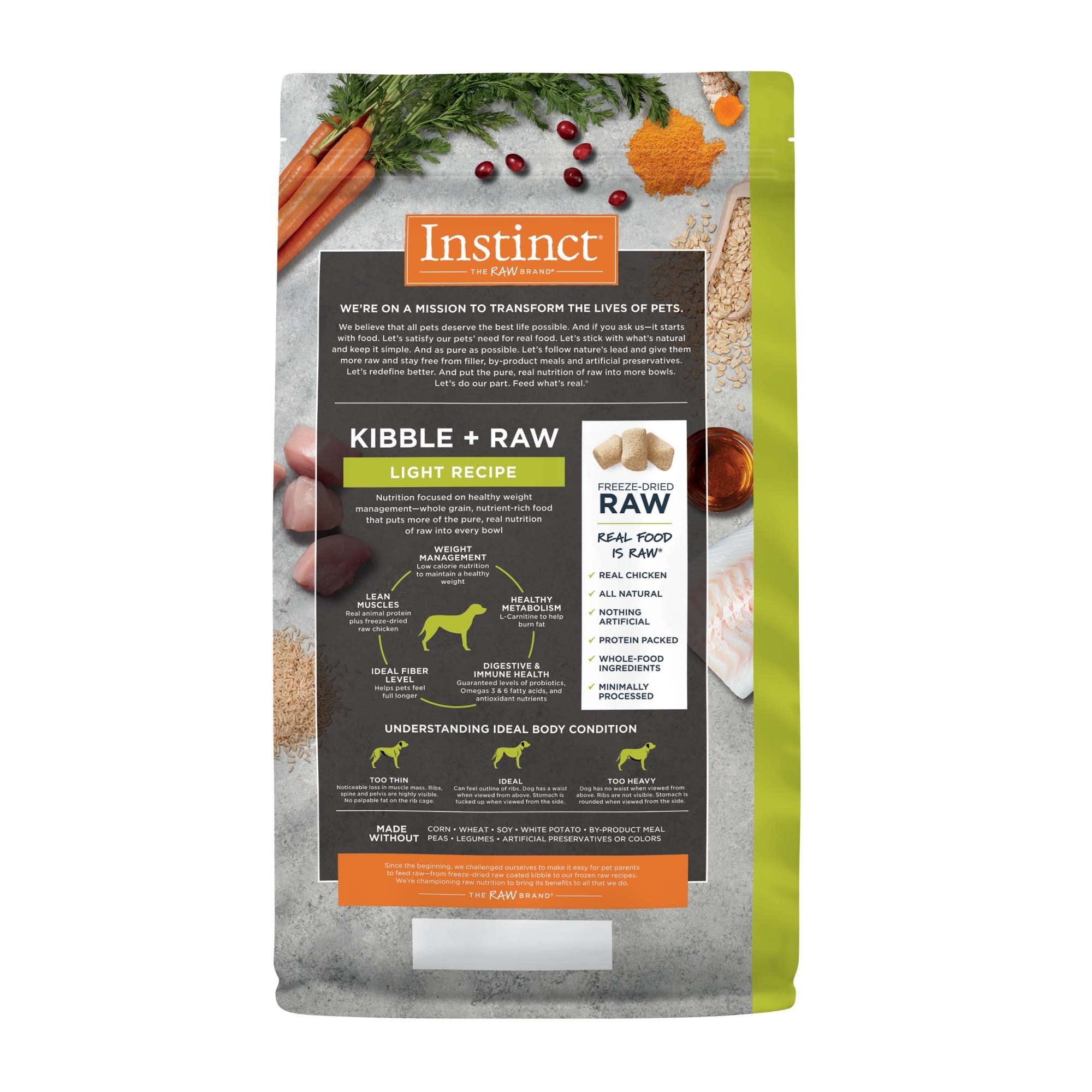 Instinct Raw Boost Light Recipe Chicken and Whole Grain Kibble and Freeze-Dried Raw Dog Food - 3.5 Lbs - Case of 5