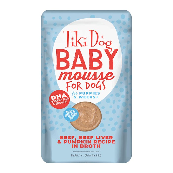 Tiki Dog Baby Mousse Grain-Free Beef and Liver Puppy Formula Wet Dog Food Trays - 3 Oz - Case of 12 Default Title