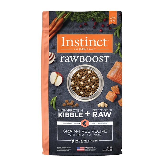 Instinct Raw Boost Grain-Free Salmon Kibble and Freeze-Dried Raw Dog Food - 3.5 Lbs - Case of 5