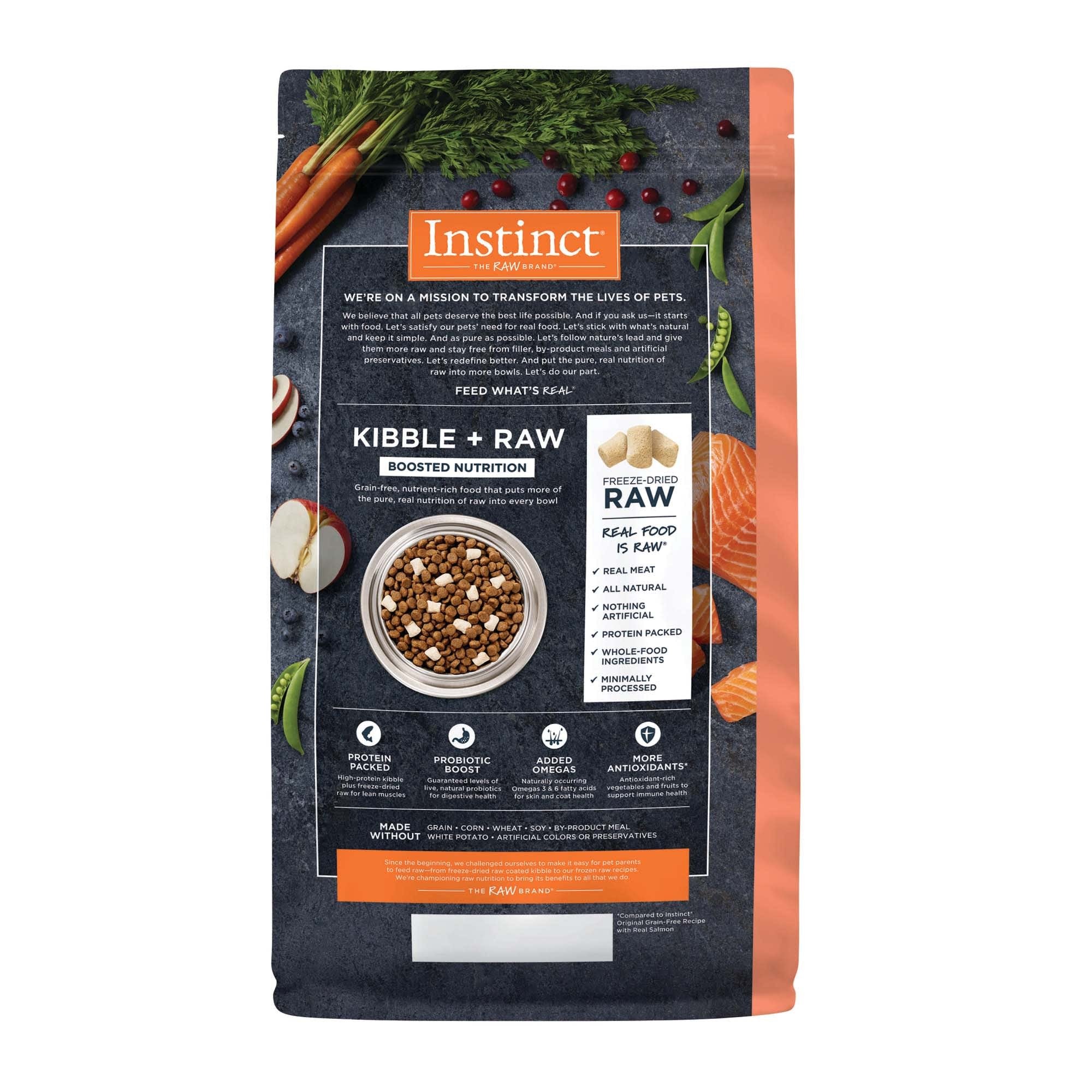 Instinct Raw Boost Grain-Free Salmon Kibble and Freeze-Dried Raw Dog Food - 3.5 Lbs - Case of 5