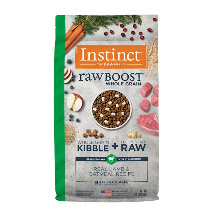 Instinct Raw Boost Lamb and Oatmeal Kibble and Freeze-Dried Raw Dog Food - 3.5 Lbs - Case of 5