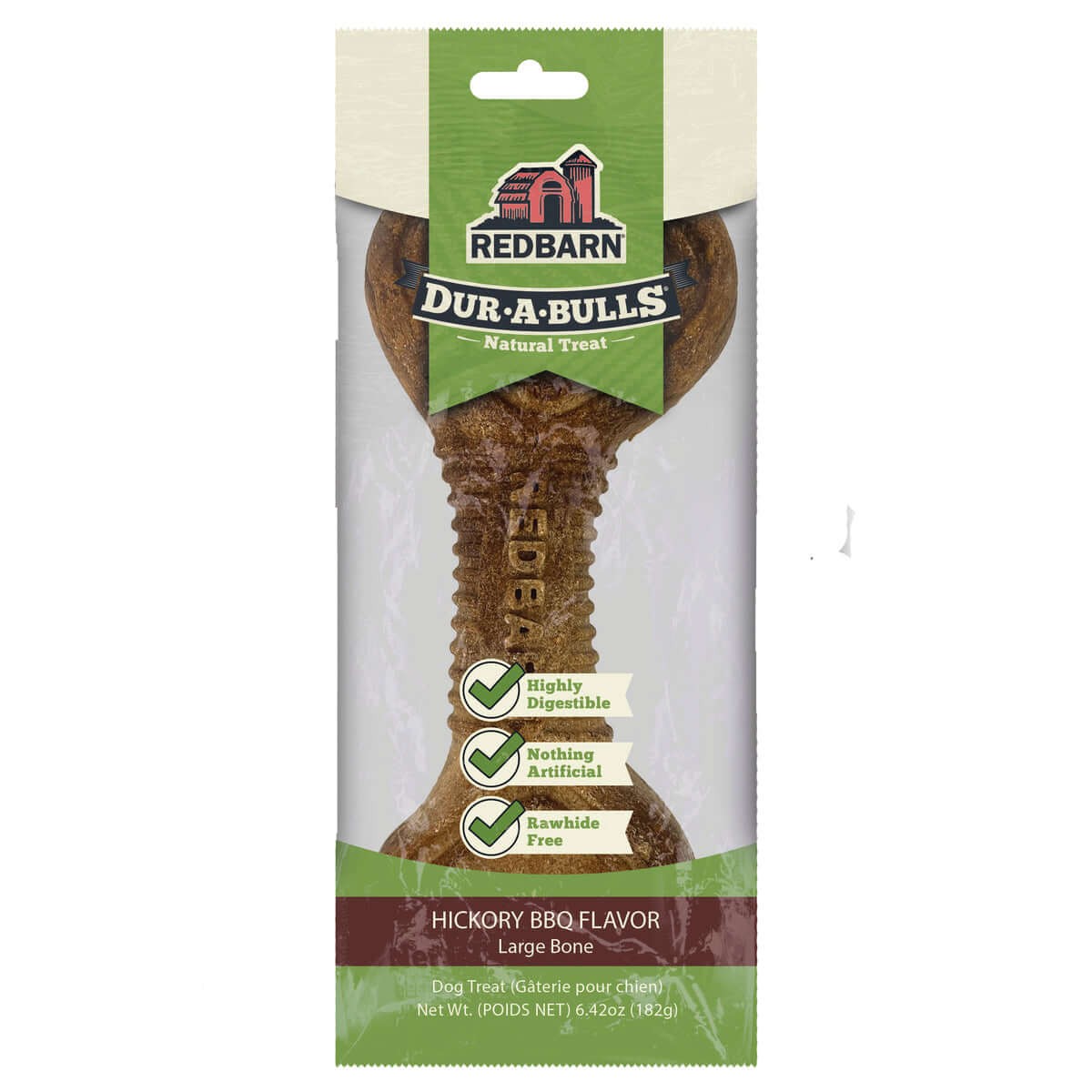 Red Barn Dur-A-Bulls Bone Rawhide-Free Hikory Barbecue Flavor Hard Chew Dog Treat - Large - Case of 20 Default Title