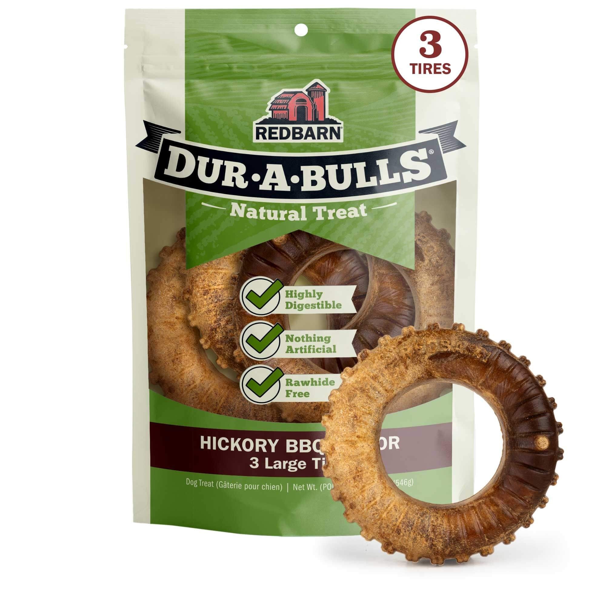 Red Barn Dur-A-Bulls Tire Rawhide-Free Hikory Barbecue Flavor Hard Chew Dog Treat - Large - 3 Pack Default Title