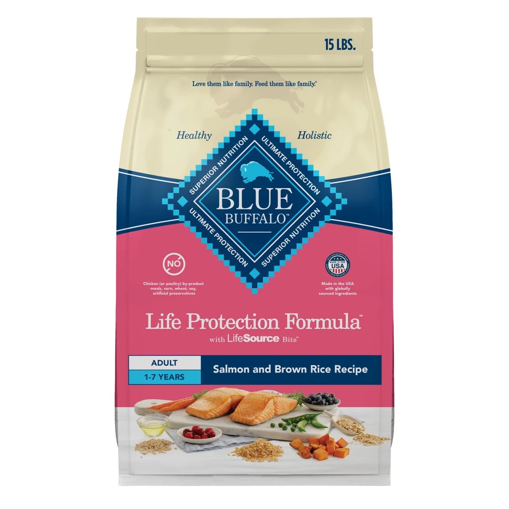 Blue Buffalo Life Protection Formula Salmon and Brown Rice Adult Dry Dog Food 15 Pounds
