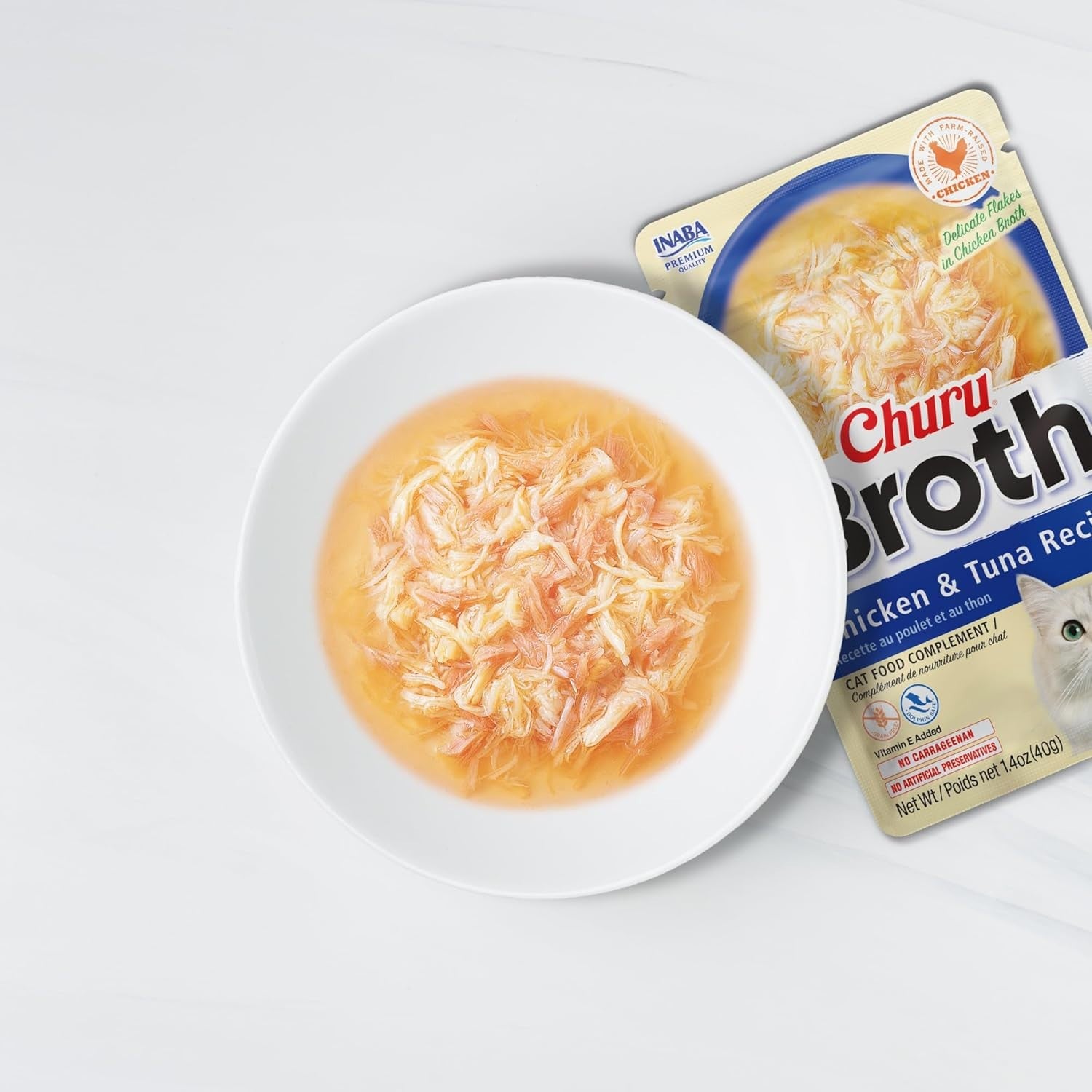 Inaba Churu Broth Chicken and Seafood Wet Cat Food or Topper Pouch - Variety Pack - 1.4 Oz - 12 Pack