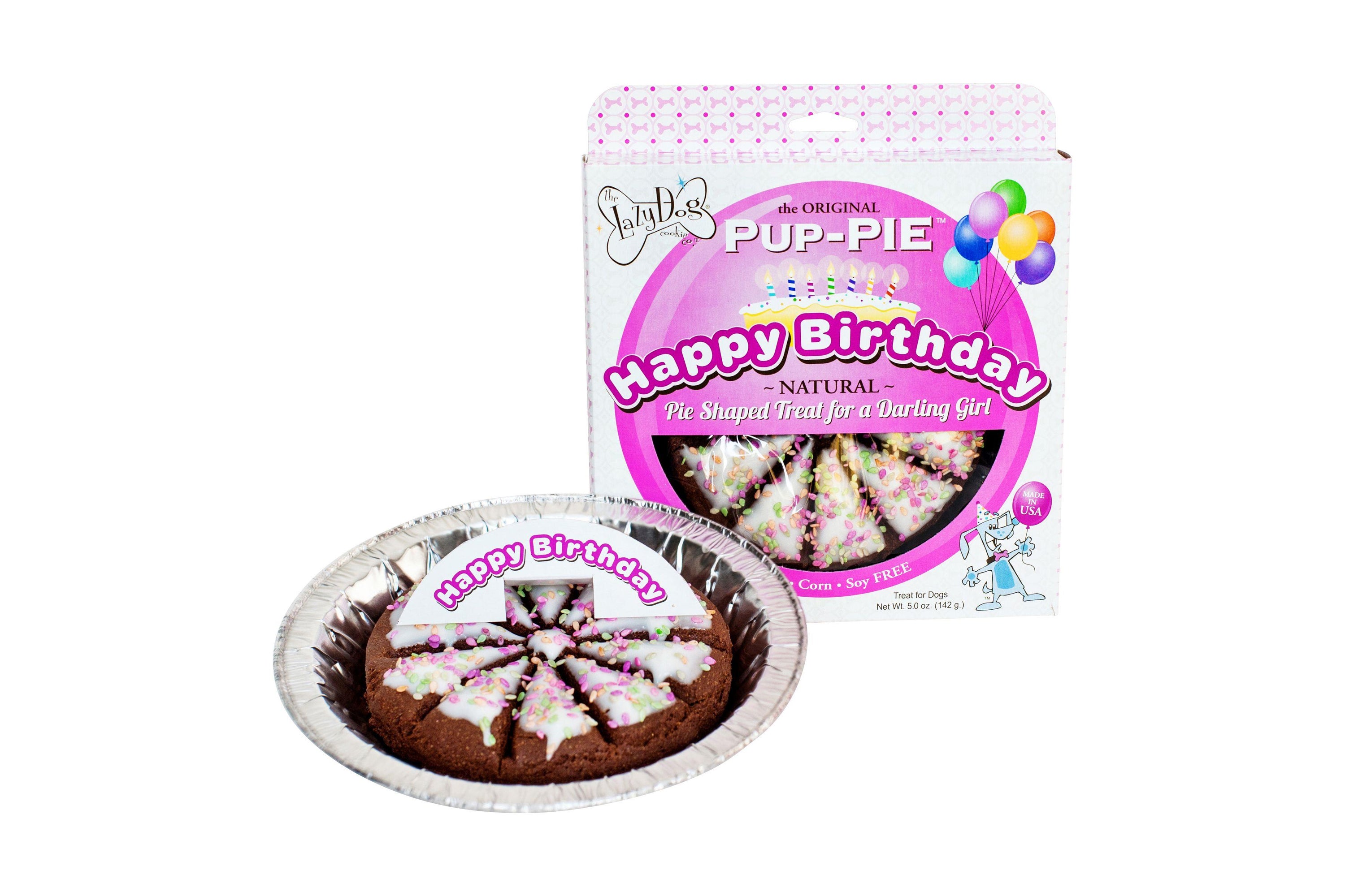 Lazy Dog Happy Birthday Cake Pup-Pie Darling Girl Soft Baked Dog Treat Slices - 5 Oz  