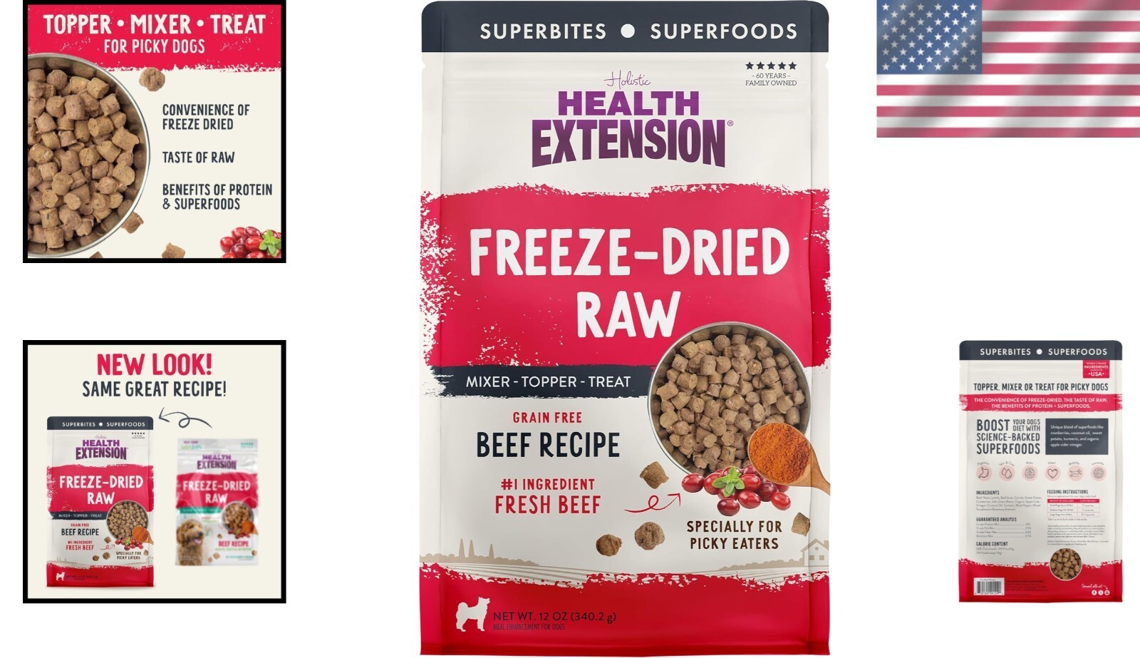 Health Extension Beef Freeze-Dried Raw Meal Mixer Topper or Dog Treats
